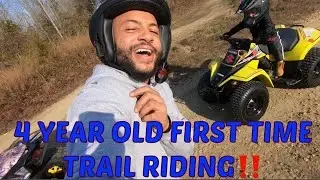 MY 4 YEAR OLD SON FIRST TIME TRAIL RIDIN!! How did he do?