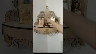Home altar Wooden shelf display for icons office prayer area Catholic Christian Orthodox cathedral