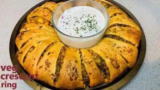 Veg Crescent Ring - Sour Cream Dip - Veg Crescent Roll - Easy Party Appetizer Recipe - Veg Croissant