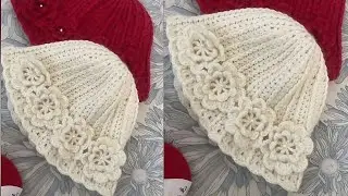 Easy Crochet Winter Hat with Flowers 🌸 Beginner Friendly Tutorial
