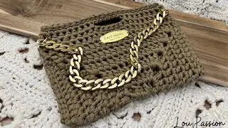 Tuto Crochet D&eacute;butant : Sac Facile et Rapide   1 Pelote, 1 Granny, 1 Sac ! #loupassion #handmade