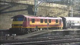 DB Schenker class 90s at London Euston on the Caledonian Sleeper 18 & 19/02/13