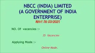 NBCC INDIA LIMITED 2021 online Notification | National Buildings Construction Co. Ltd nbccindia.com