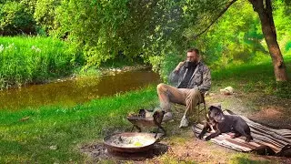 Camping with my Dog by a River | Breakfast Oatmeal, Carne Asada Tacos & Horchata