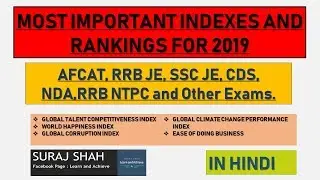 CURRENT AFFAIRS MOST IMPORTANT INDEX AND RANKING FROM 2018- 2019 : IN HINDI