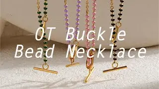 18K Gold Plated Stainless Steel Enamel Bead Necklace with OT Buckle
