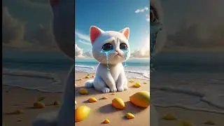 CUT WHITE CAT CRYING ON SEE BICH | #viralshorts #funny #kids #children #childfund #viralkidssong