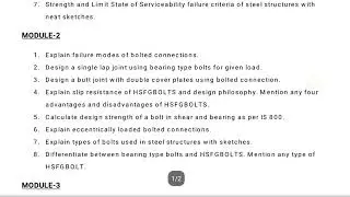 Design of Steel Structures, Super important questions, BCV701, 22 scheme, 7th sem, Civil Stream