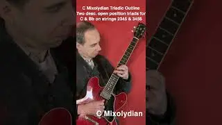 C Mixolydian Mode Two Descending Open Position Triads for C & Bb on Strings 2345 & 3456