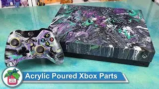 Acrylic Pour on Xbox One X Case and Controller