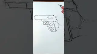 drawing a hand holding a pistol doodle