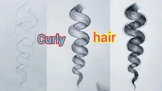 How to draw realistic curly hair//realistic hair sketching//curly drawing//How to draw curly hair 