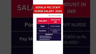 Kerala PSC Staff Nurse Salary 2024 #nursesalary