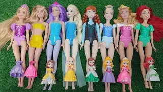 ASMR Most Popular Disney Princess Mattel Dolls   lots of colorful rainbow Dresses   unpacking toys