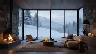 ❄️ Peaceful Winter Night 🔥 Cozy Modern Cabin Fireplace Ambience for Deep Sleep