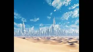 Moving along an alien desert towards an Alien City - Kling 1.6