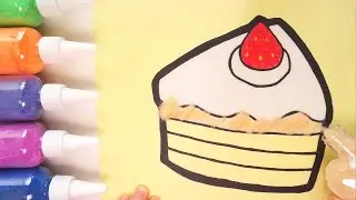 🎨Coloring a 'Piece of cake🍰' with color sand｜Painting｜Animation