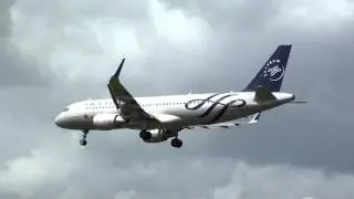 Middle East Airlines MEA Airbus 320 T7-MRD Landing London Heathrow 27R 'Skyteam Livery'