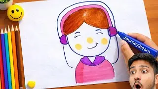 How to Draw a Cute Music Girl with Headphones Easy 🎧👧 | Step by Step Drawing Tutorial