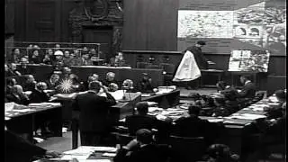 Prosecutor Thomas J Dodd presents evidence on Mauthausen, a German concentration ...HD Stock Footage