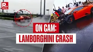 Speeding Lamborghini Skids On Wet Road, Crashes Into Divider | Mumbai