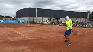 Marc Polmans and Blake Mott final point to end second set in the ACT Clay Court International final