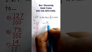 Bar Question Trick | Math Trick| Recurring Math Trick| SSC CGL GD CHSL Questions | #shorts
