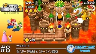 【New スーパーマリオブラザーズ 2】#8 WORLD-6【全ステージ攻略&スターコイン回収】