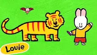 Louie, Draw Me A Tiger 🎨 ✐ Animal Drawing Videos For Kids ✐ | Cartoons for Kids