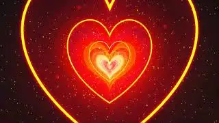 Heart Background | Yellow Red Neon Lights Heart Tunnel Background Video Effects HD