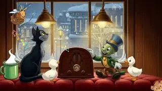 Jiminy Cricket Winter Glow 🕯️❄️ | Soft 1950s Oldies Floating from Another Room on a Snowy Evening