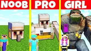 Minecraft Battle: NOOB vs PRO vs GIRL: GOLEM HOUSE BUILD CHALLENGE / Minecraft Animation