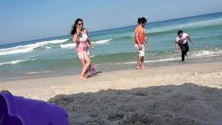 Push ups competition at beach