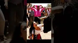 Viral Alert: Bull Attack!  Girl in Red vs. Raging Bull - Shocking Street Incident!