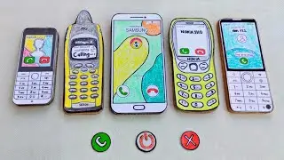 NOKIA 1220/ ERICSSON R310/ SAMSUNG S5/ NOKIA 3310/ QIN F22 входящий вызов с бумажными кнопками