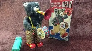 Vintage 50s Alps Musical Marching Bear Battery Operated Toy