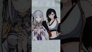 Emilia + Tifa anime glass painting 💜 #anime #animeart #shorts