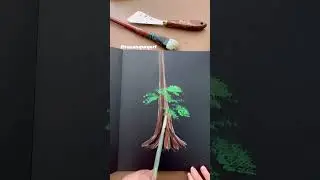 This is an easy pine tree tutorial with acrylic paint. #shorts #art #sketching