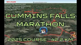 Cummins Falls Marathon 2025: fly over the marathon course! Video of the race path.