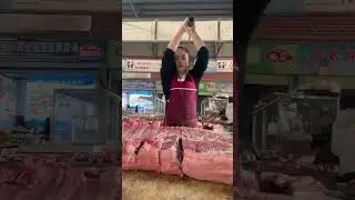 Chop pork with a machete