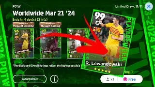 TRICKS HOW TO GET 99 RATED LEWANDOWSKI || POTW 21'MAR 24 || Efootball 24