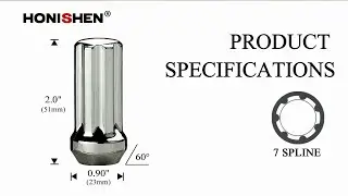 HONISHEN Seven Spline Large Acorn Seat Chrome Lug Nuts 49351
