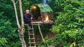 Solo Jungle Survival: I Built a Secret Treehouse by a Stream (Full Process) I Creative_me6