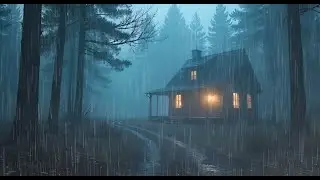 Forest Rain Ambience for Deep Sleep | Cozy Cabin Night Sounds