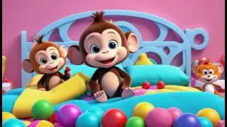 Five Cheeky Monkeys at Bedtime | Fun Counting Rhyme for Kids | Monkey Mischief Song for Toddlers