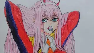 Drawing-Zero two-{Darling in the franxx} - How to draw anime girl~アニメ- step by step tutorial-かわいい女の子