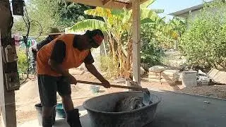 The cement mixing has begun!!