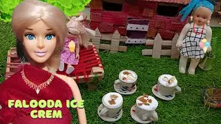Miniature  real cooking Falooda ice-cream / Barbie village doll mini cooking/Mantasha Barbie queen