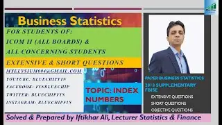 Business Statistics ICOM II Index Numbers Paper 2018 Supp  Part 3 (सूचकांक संख्या)