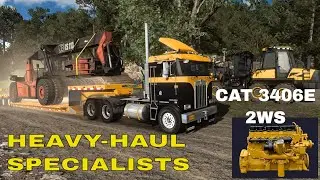 Straight Piped CAT 3406E 2WS (Moving a Super Heavy Log Stacker) | American Truck Simulator